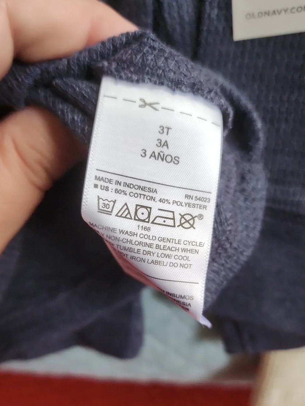 Nwt 3T Old Navy Kids Thermal Long-Sleeve Top - Navy Blue and Oatmeal